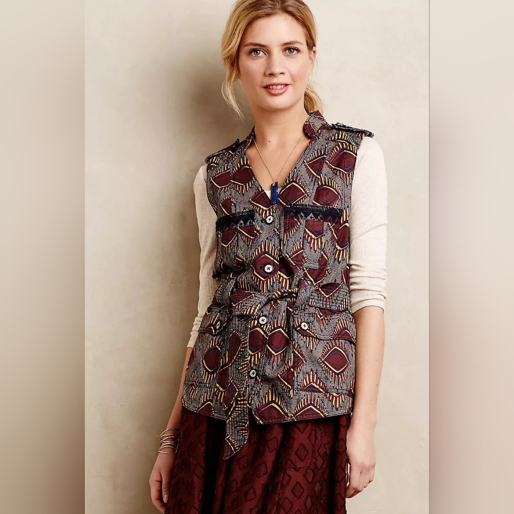 Anthropologie Eleveness Geometric Patterned Vest Medium